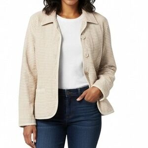 Territory Aheadt 1005 Cotton Jacket Tan Beige Collared Button Up Women's